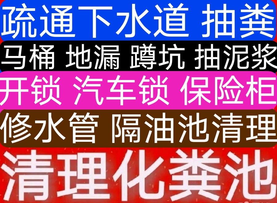 贵阳市开锁汽车锁保险柜，疏通下水道 抽粪 抽泥浆，